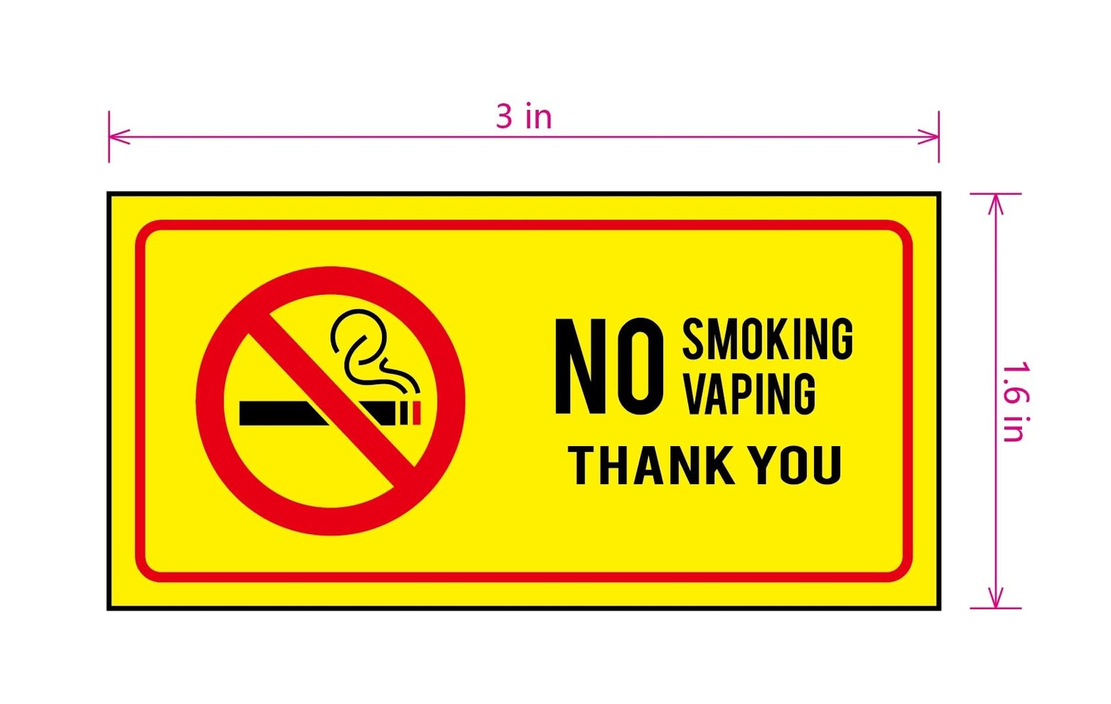 10 Pack 3×1.5 Inch No Smoking Sticker Self Adhesive Decals for Vehicles Cars