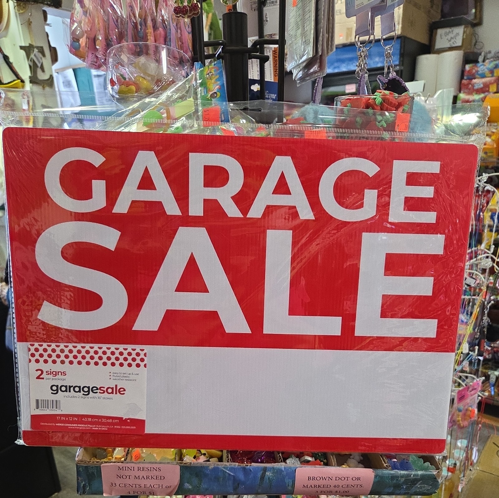 2 Pack Garage Sale Signs 17&Prime;x12&Prime; Weather Resistant Plastic With 16&Prime; Stakes New