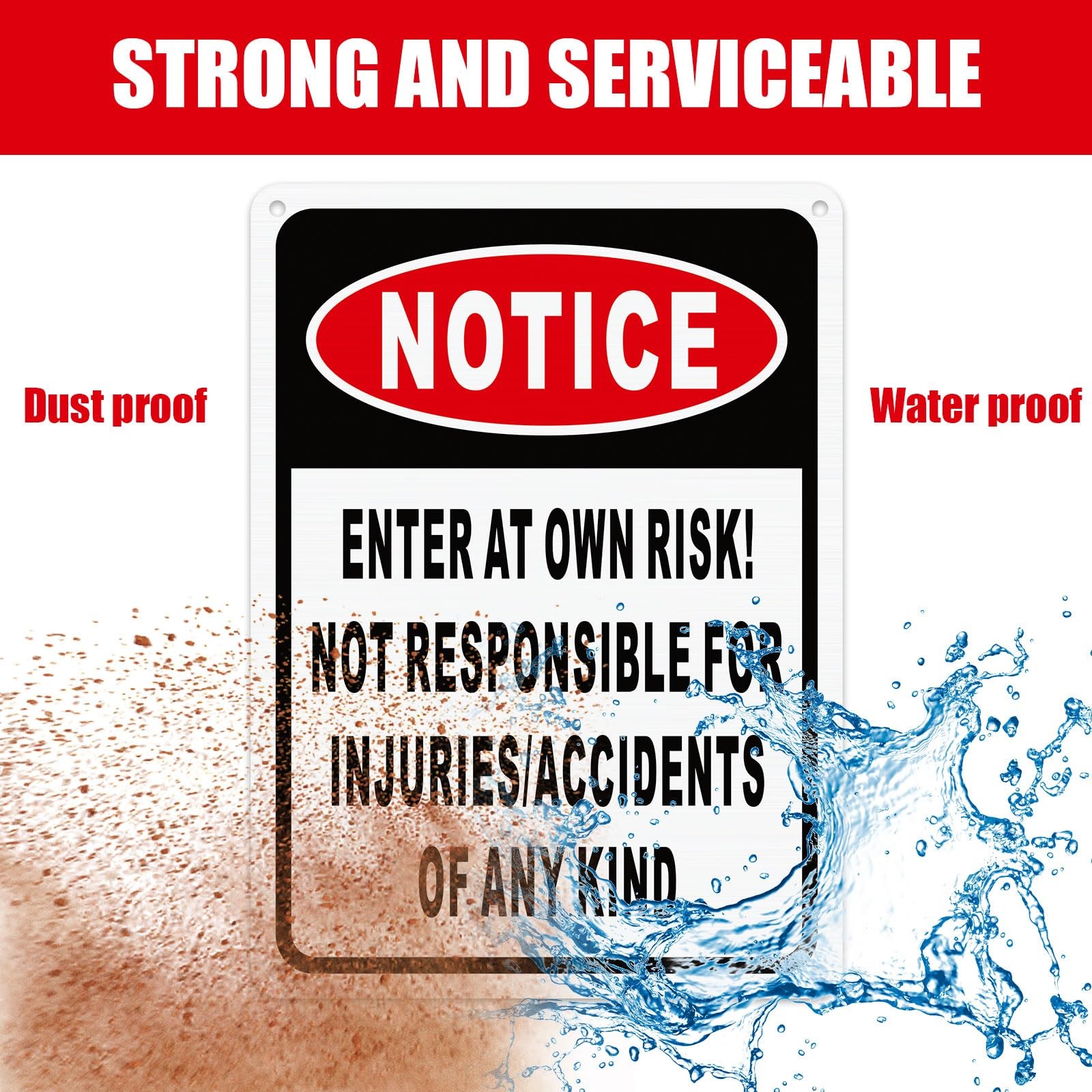 Notice Sign 4 Pcs 10 » x 7 » Reflective Aluminum White Black Red Weatherproof
