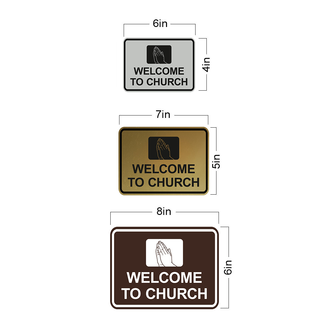 Classic Framed Welcome To Church Praying Hands Wall or Door Sign