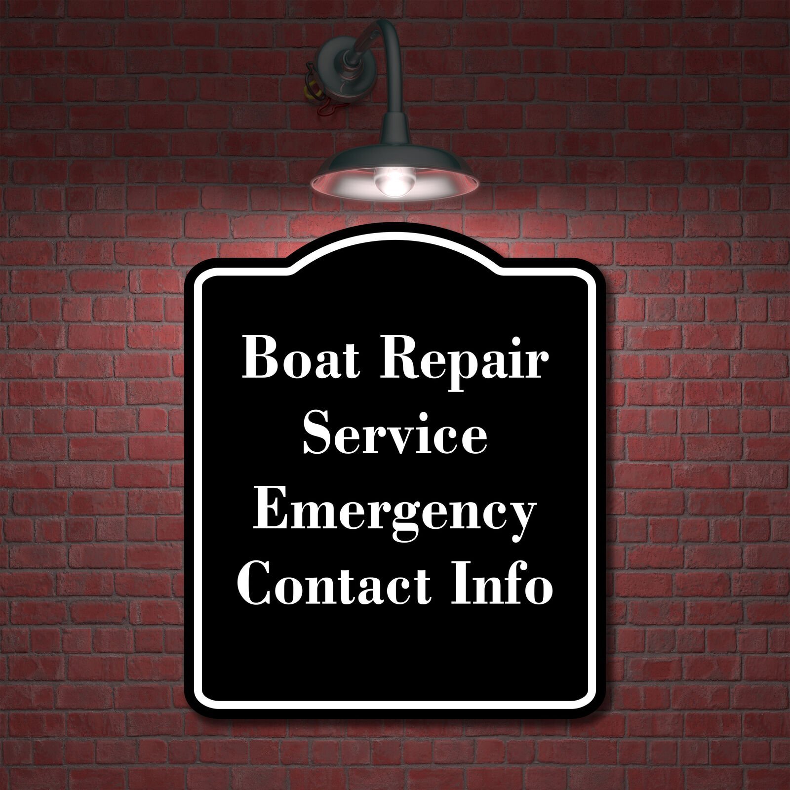 Boat Repair Service Emergency Contact Info BLACK Aluminum Composite Sign