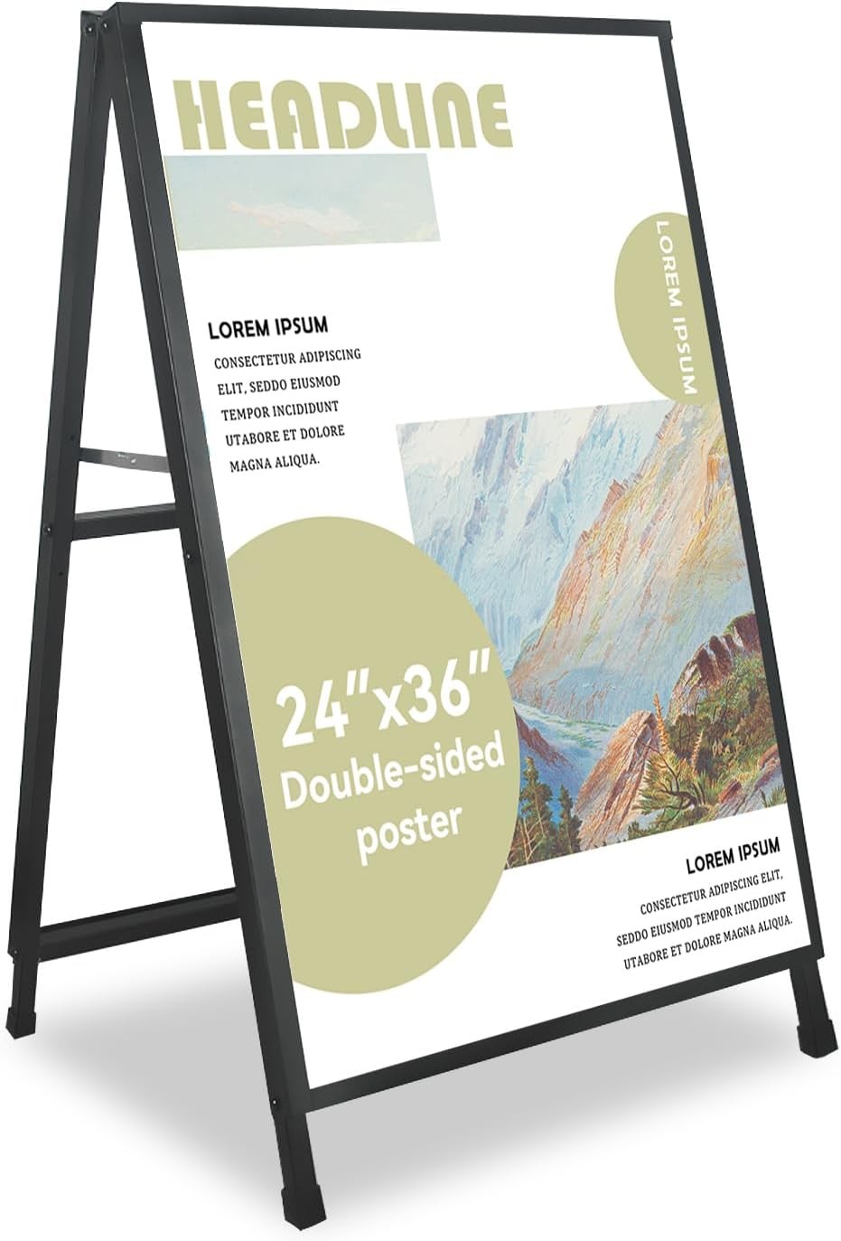 A Frame Sign 24x 36 Inch Heavy Duty Sandwich Board Double-Sided Folding Sign