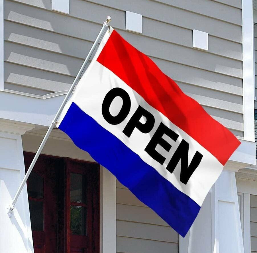 OPEN Flag Red White Blue Store Banner Advertising Pennant Business Sign 3&rsquo;x5&prime;