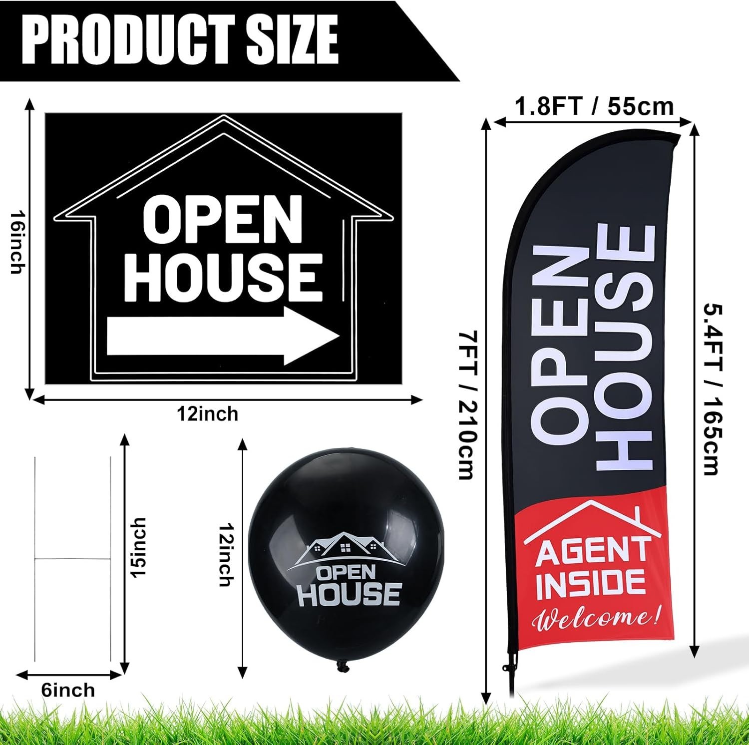 Real Estate Open House Package – 30 Balloons, 5 Signs