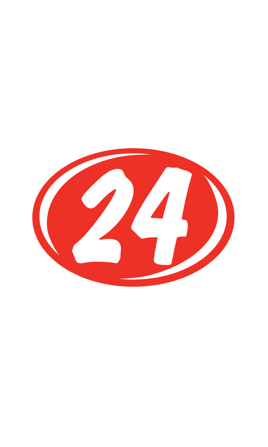 SSWBasics Oval 2-Digit Year Stickers – White/Red – « 24 » – Pack of 12