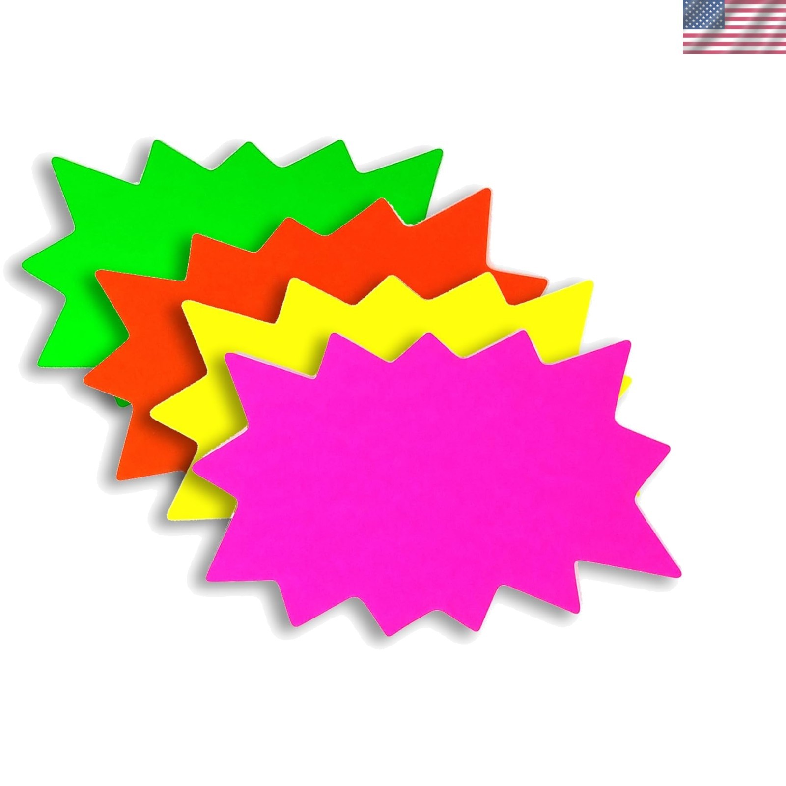 Engaging 6&Prime; x 9&Prime; Medium Neon Star Burst Signs – 100 Blank Advertising Cards