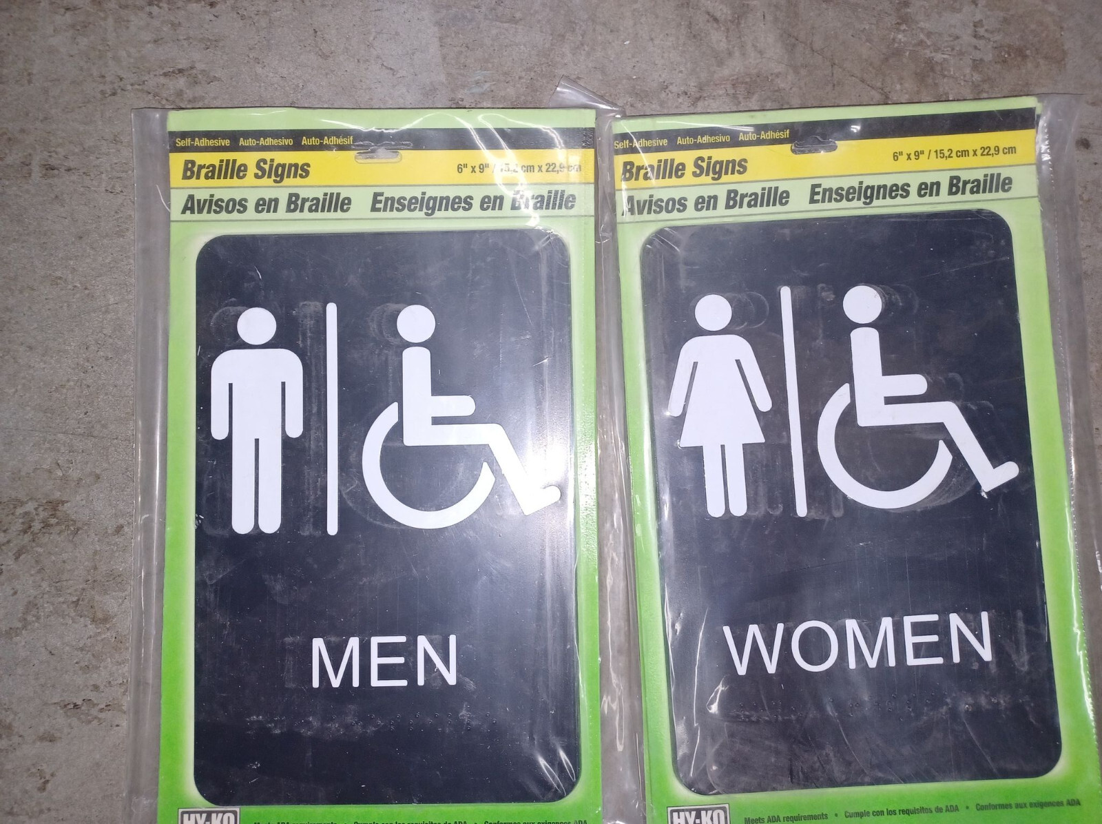 HY-KO Products 6&Prime; x 9&Prime; Men & Women Accesible Braille Sign 3 units ea White/Black