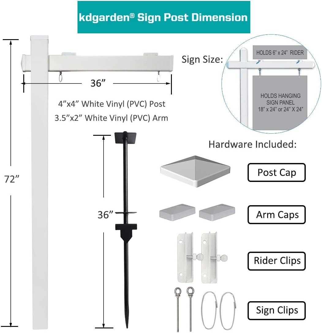 Vinyl PVC Real Estate Sign Post 6ft. Tall – White