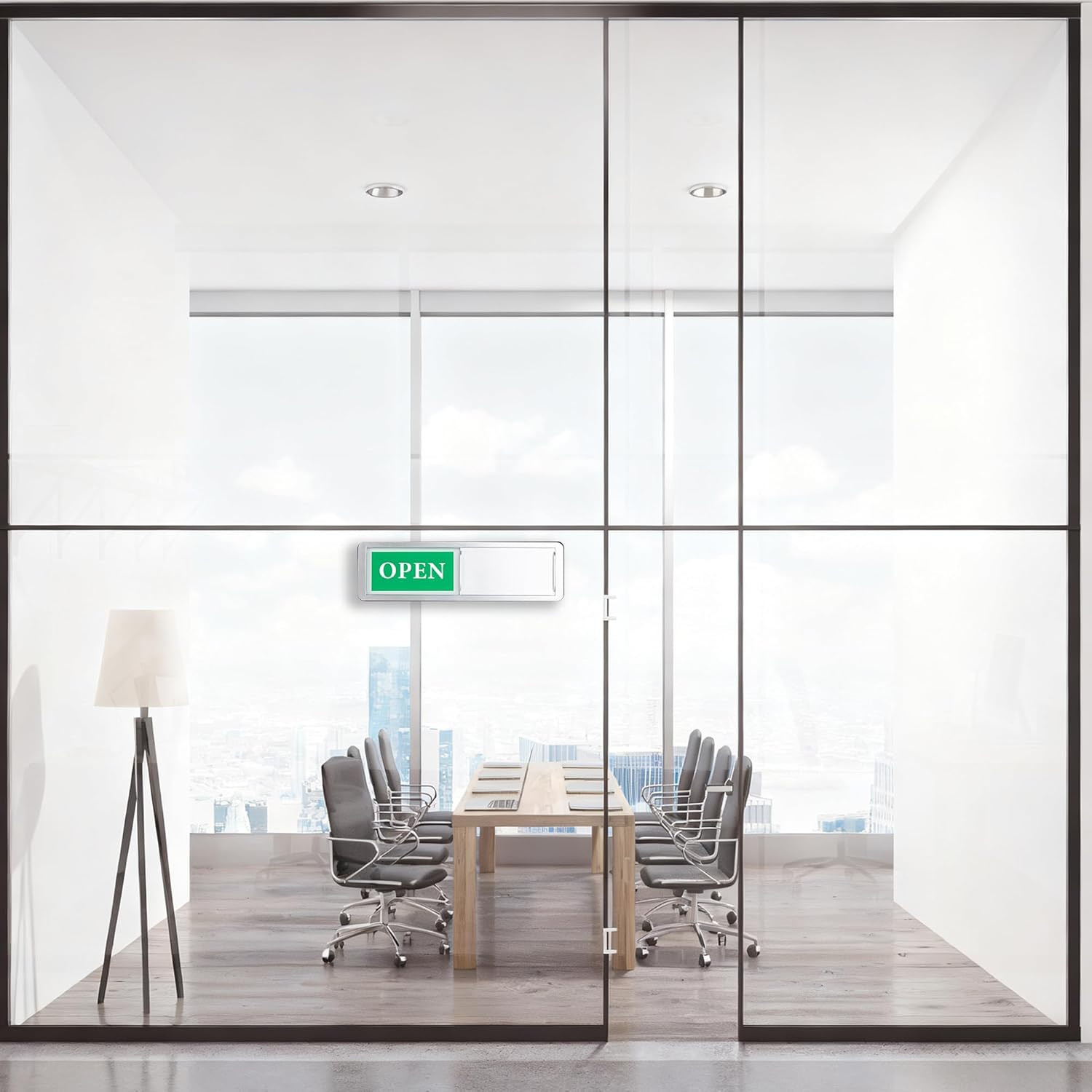 Open Closed Sliding Door Sign for Business, Open Closed Privacy Slider Sign for