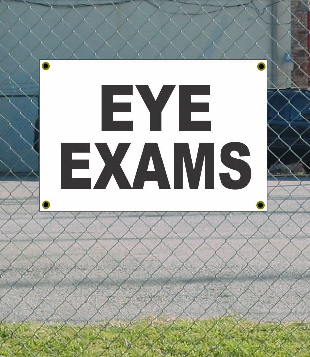 2×3 EYE EXAMS Black & White Banner Sign NEW Discount Size & Price FREE SHIP