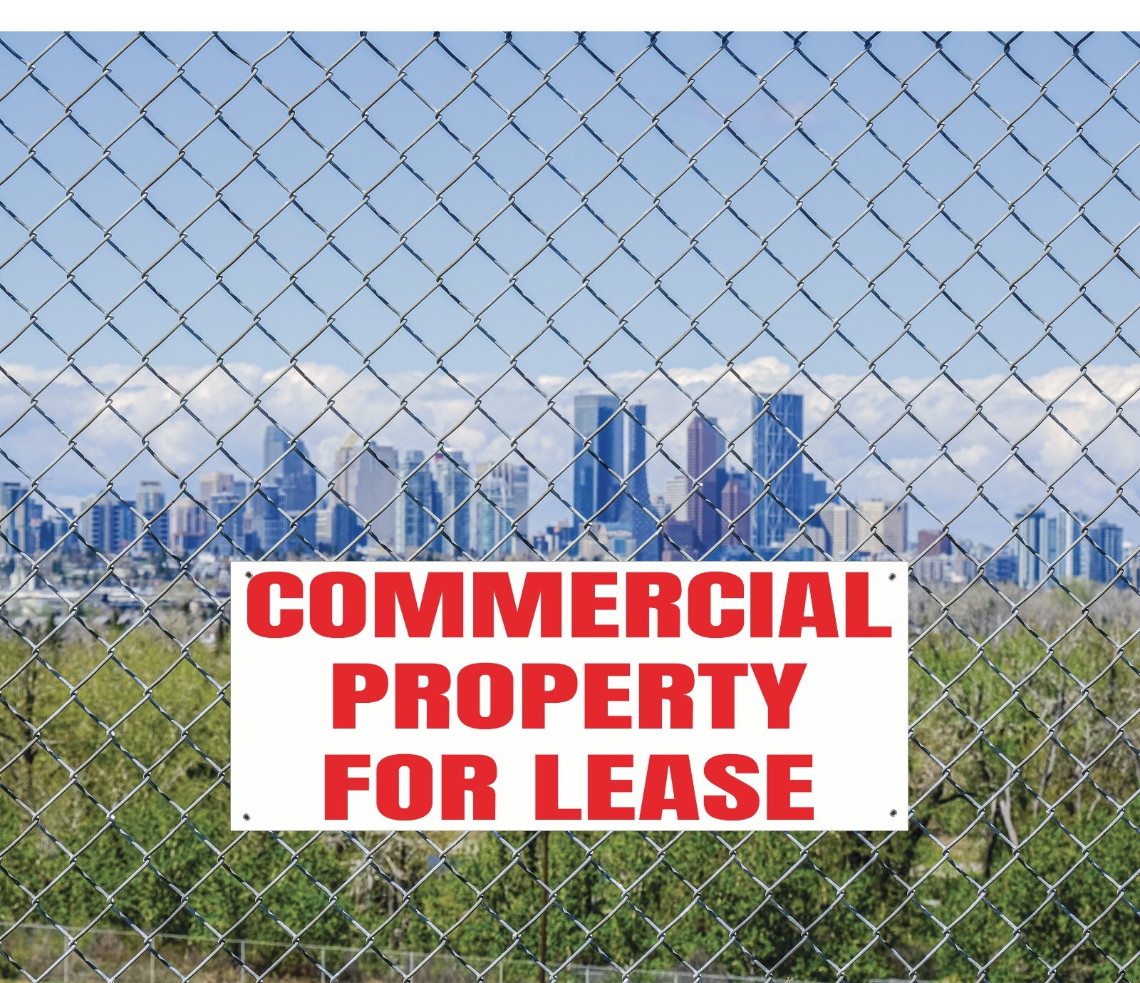 Commercial Property For Lease Banner Sign, Large Red and White Banner 48&Prime; x 20&Prime;