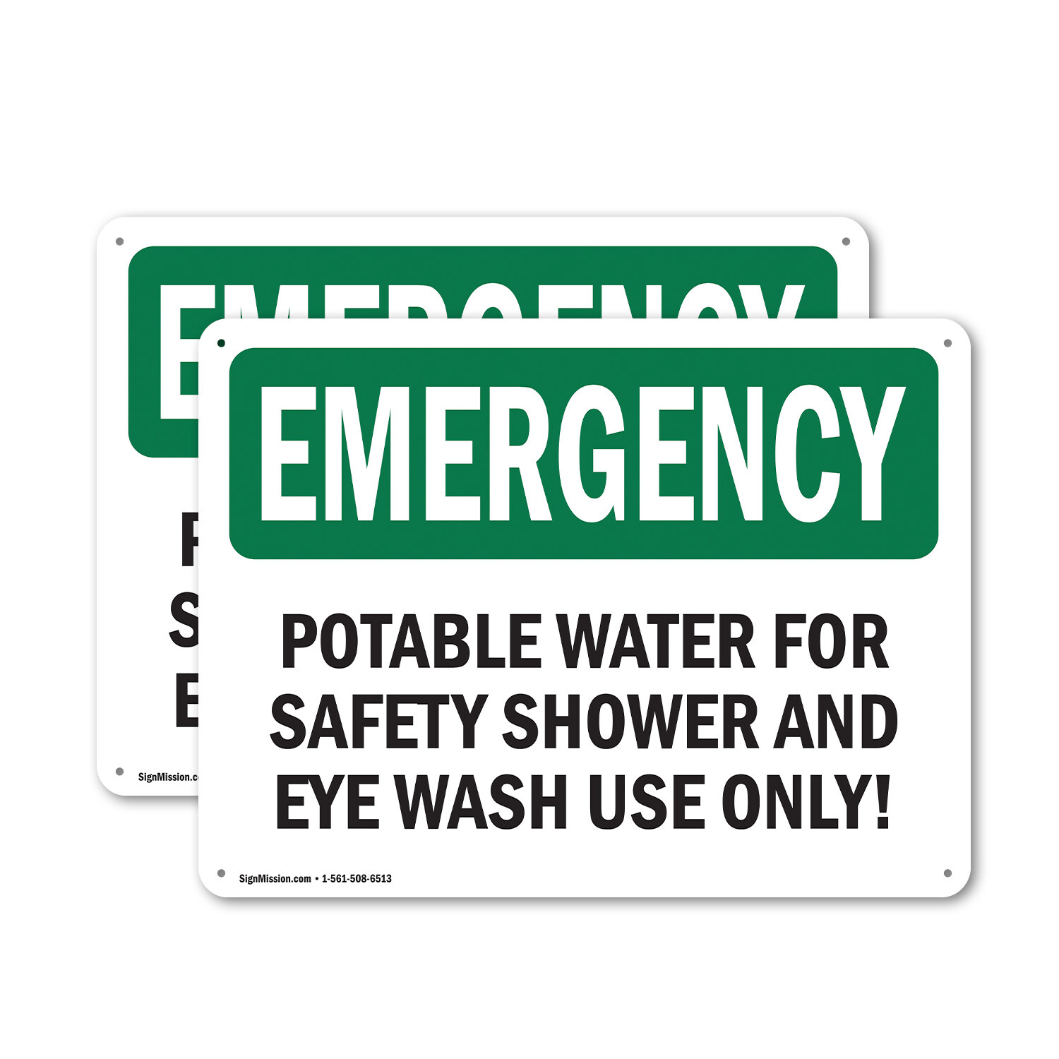 (2 Pack) Potable Water For Safety Shower And Eye OSHA Emergency Sign Decal Metal