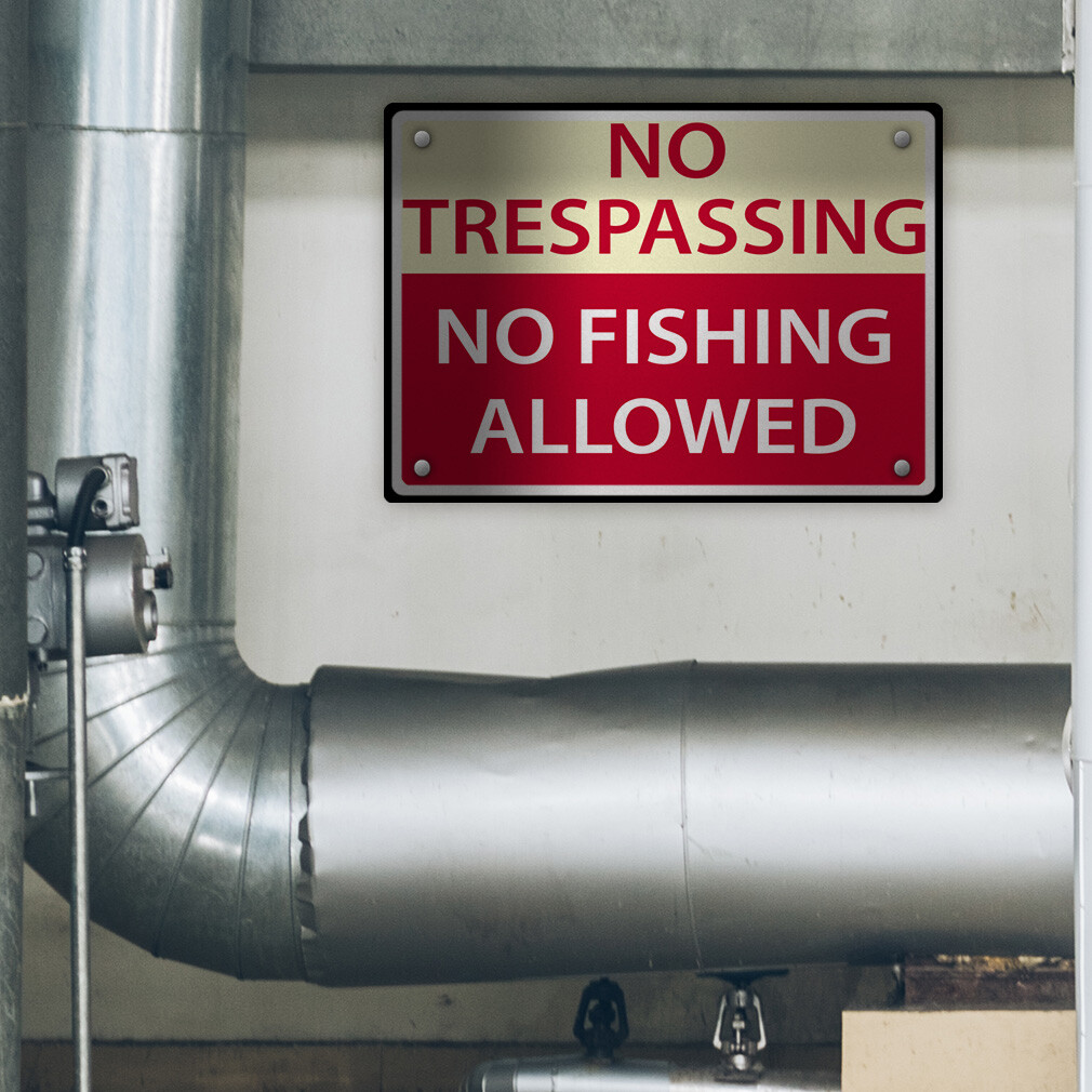 Aluminum Horizontal Metal Sign No Trespassing Fishing Allowed Activity Park Red