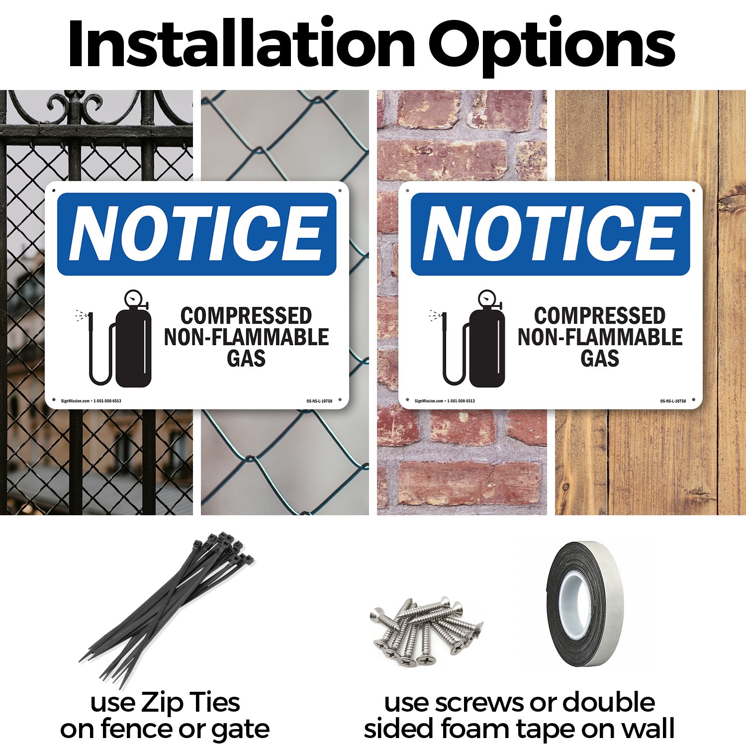 Compressed Non OSHA Notice Sign Metal, Plastic, Or Decal – 5 or 10 Pack