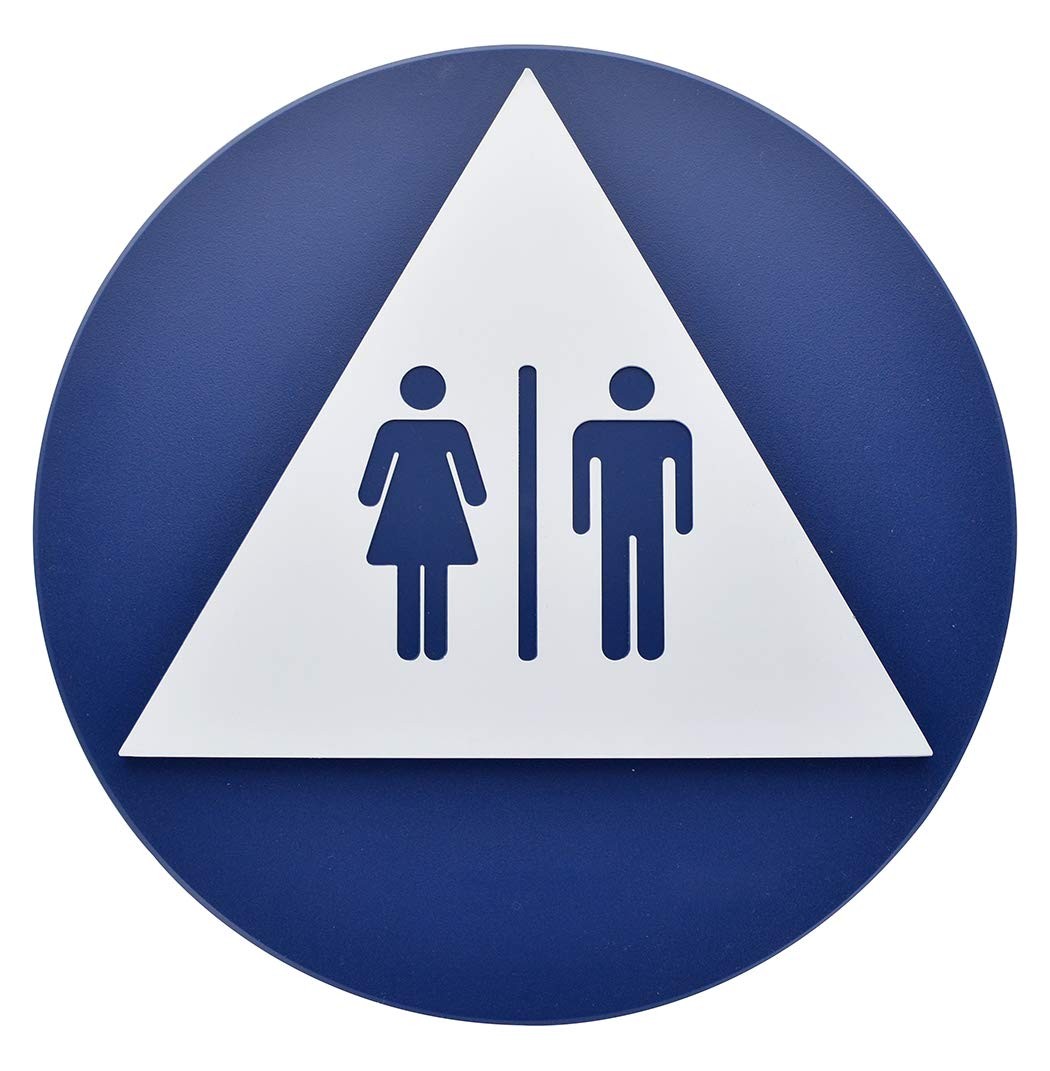 844607 12 inch Triangle and Circle Unisex Restroom Sign for Doors Walls