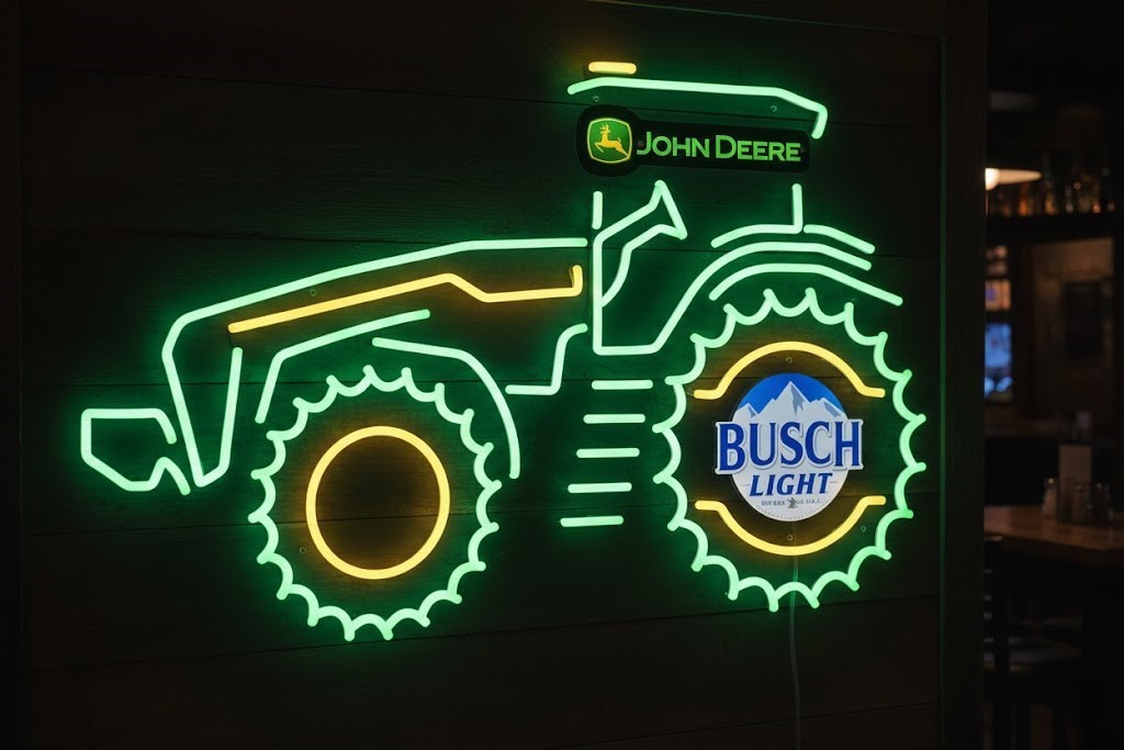 John Deere Tractor LED Neon Sign Busch Light Garage Bar Wall Decor 31 X 21 Inc