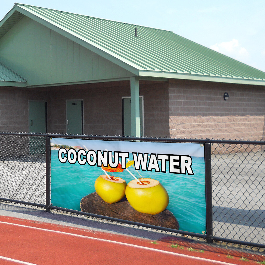 Vinyl Banner Multiple Sizes Coconut Water Food Fair Restaurant Cafe Market