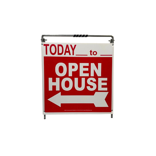 Real Estate Open House Sign Kit Metal A-Frame 5 Pack Red w/ Today Times