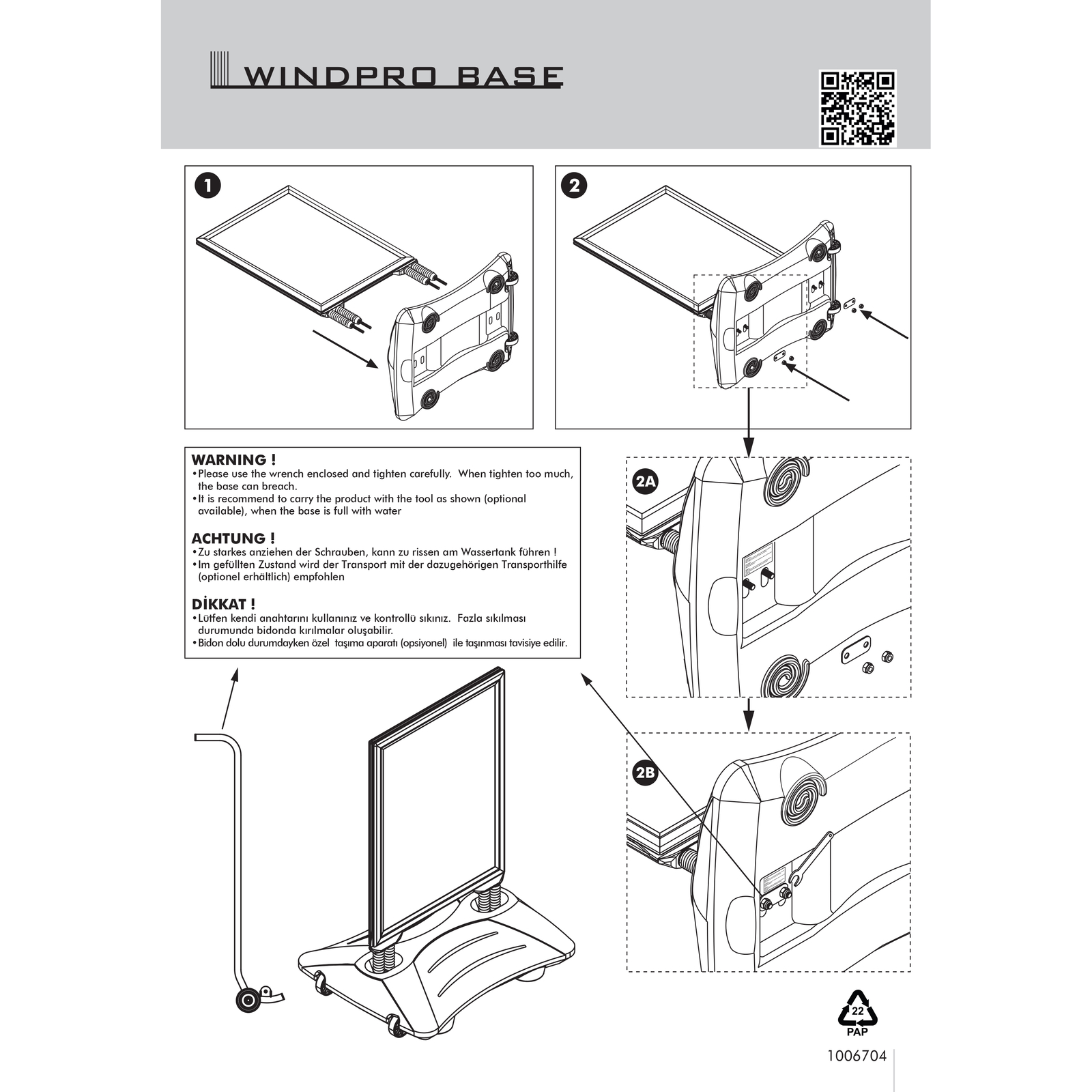 WindPro Weather Resistant Outdoor Sidewalk Sign Holder 30&Prime;x40&Prime; Black Water Base