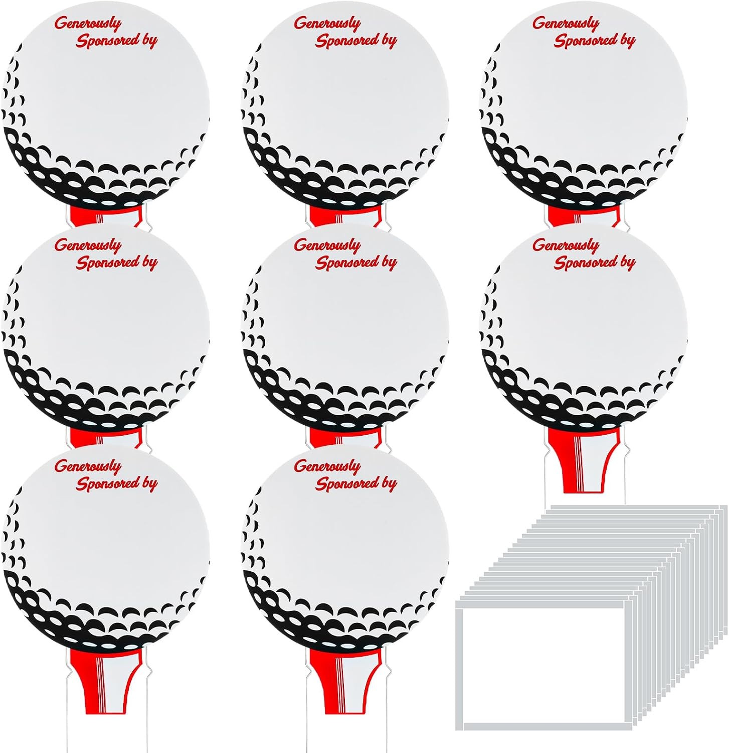 10 pack – Golf Ball Sponsor Sign Includes Stakes and Clear Plastic Sleeve