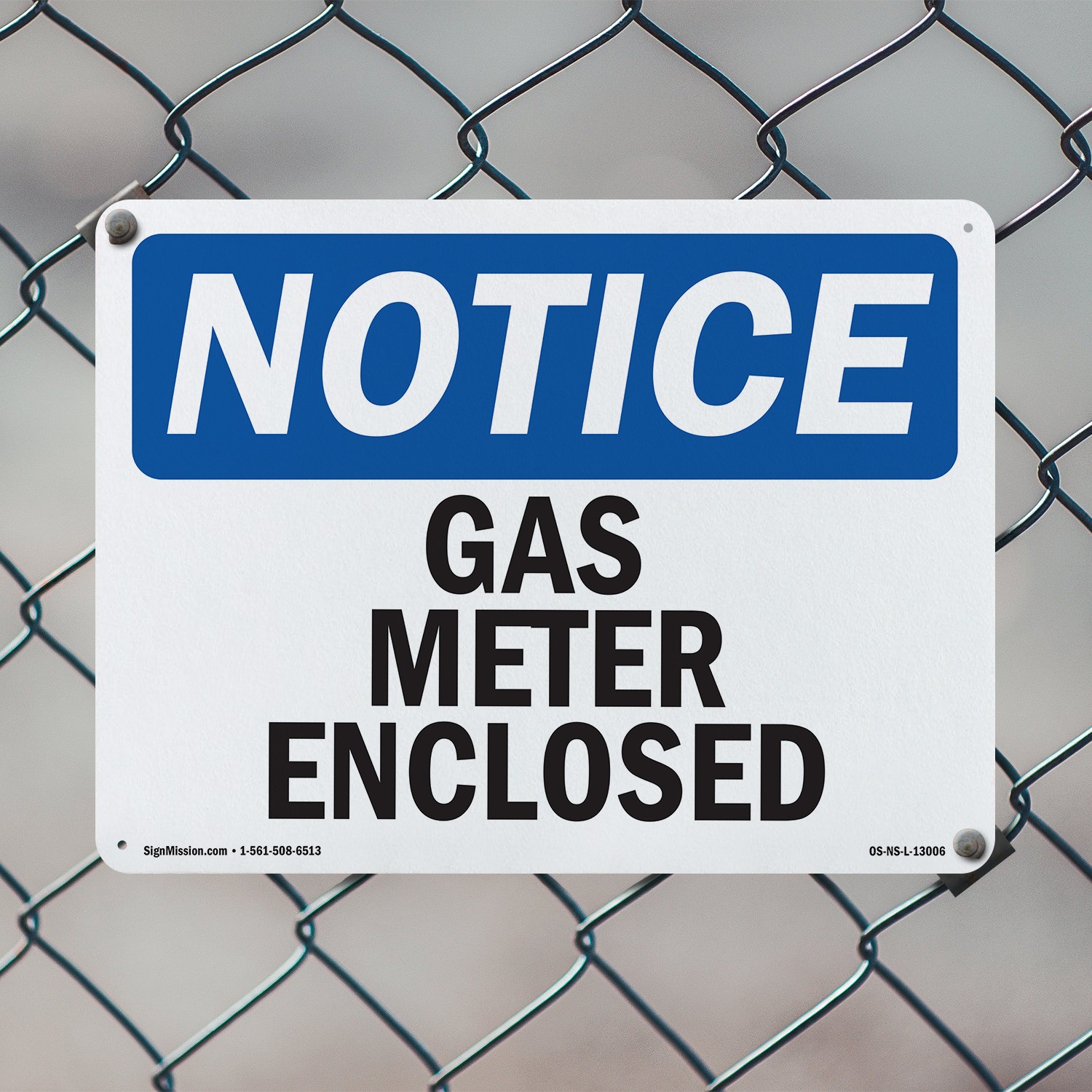 Gas Meter Enclosed OSHA Notice Sign Metal, Plastic, Or Decal – 5 or 10 Pack