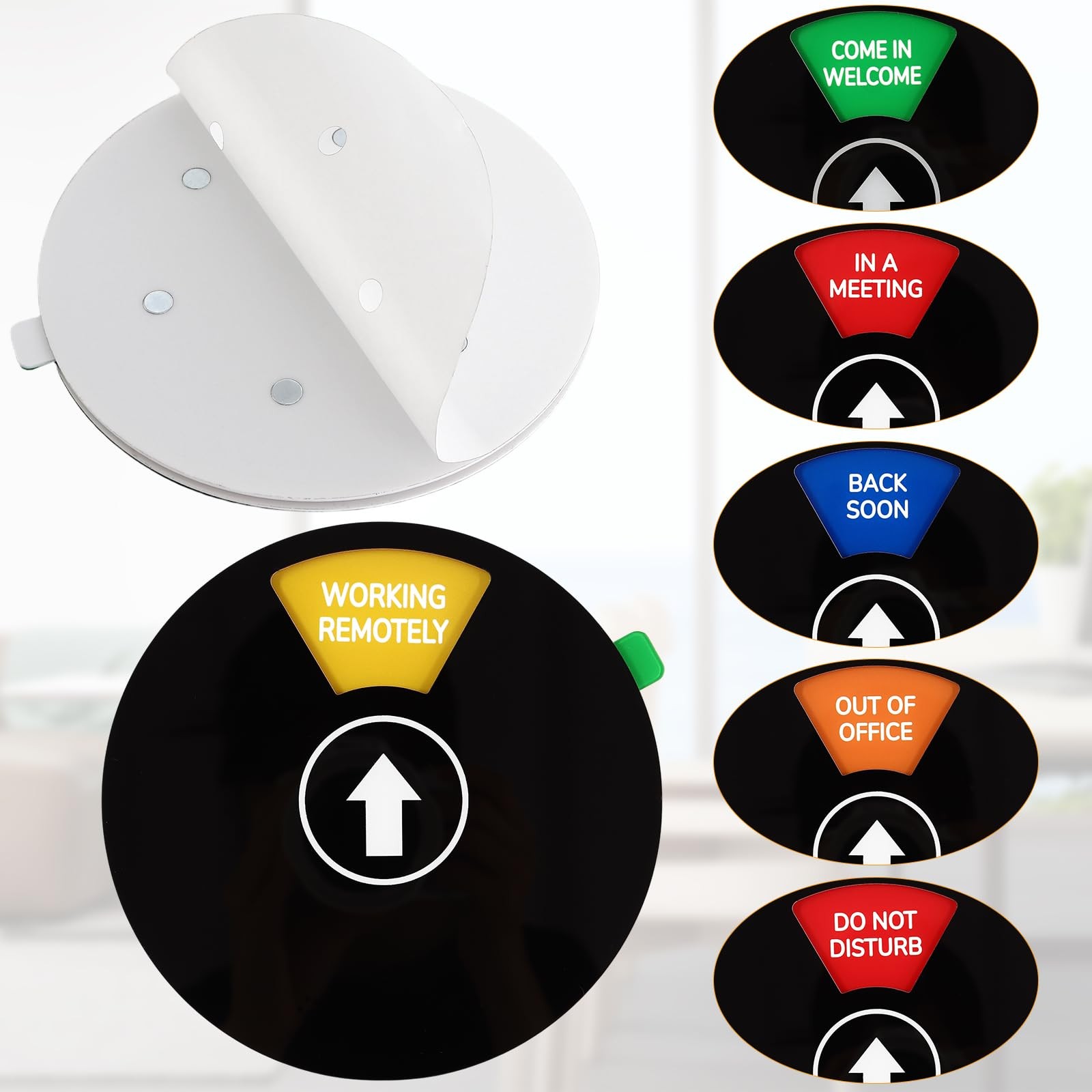 6 Inch Round Black Rotating Office Door Sign 6 Status Do Not Disturb