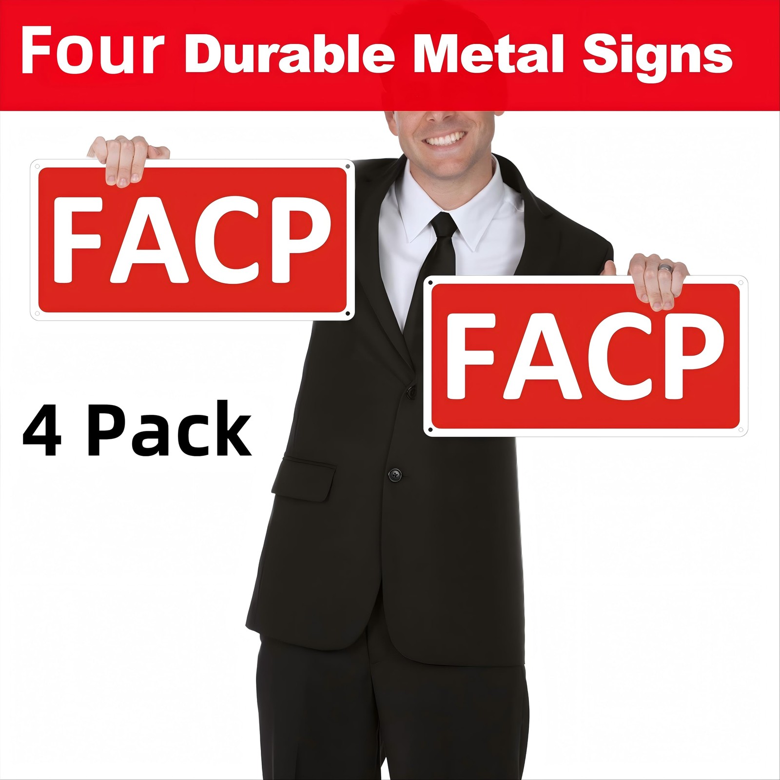 4 Pack FACP Signs Metal Fire Alarm Control Panel 12×6 Inch Aluminum Reflective