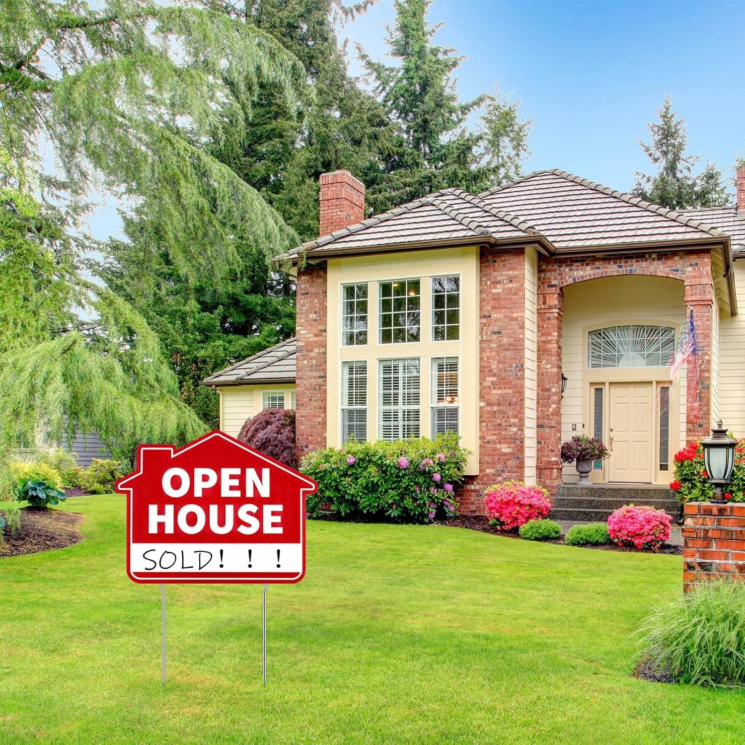 Large 5-Pack Double Sided Red Open House Signs with Metal Stakes – 16&Prime;x12&Prime;