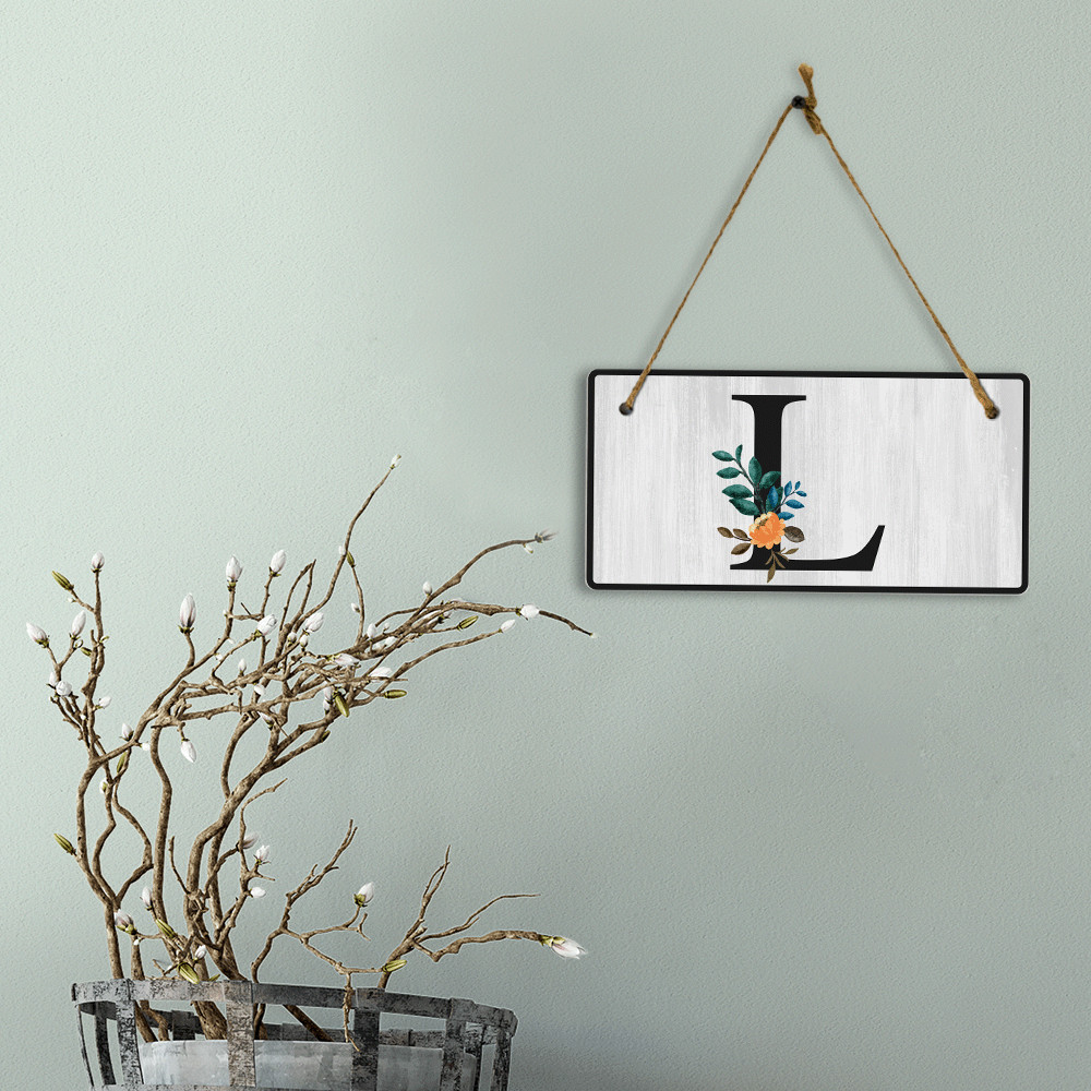 L Flower Decor 5×10 Hanging Wall or Door Sign | Alphabet Letter Room Decoration