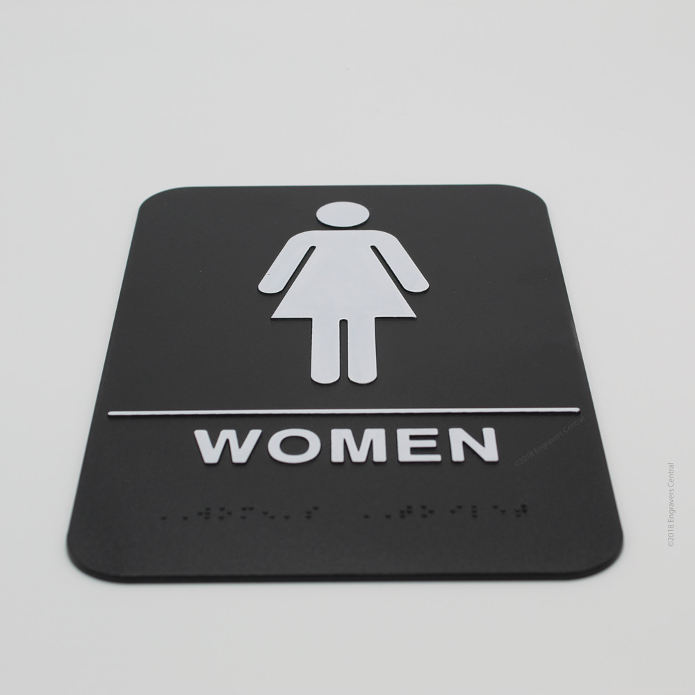 Men & Woman&rsquo;s Braille ADA Restroom Signs – Choose: Black or Blue