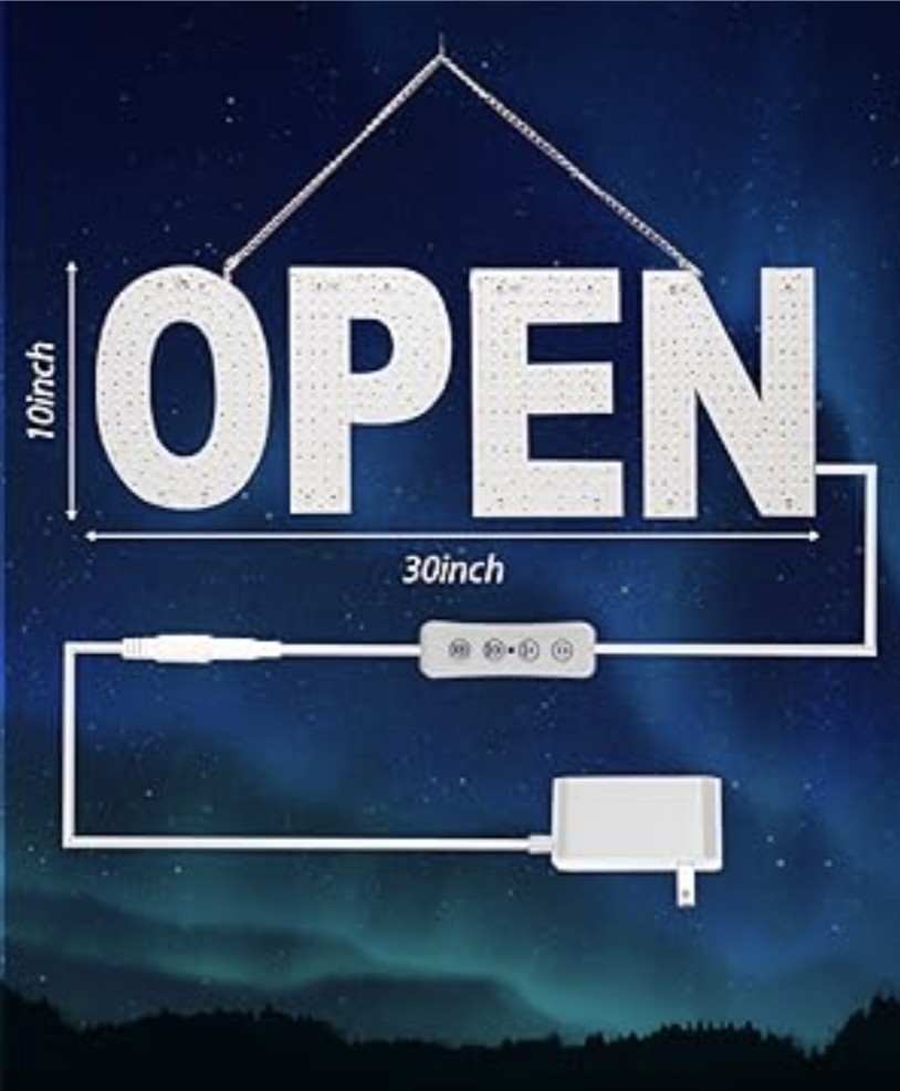 LED Open Signs for Business, 30&Prime;x10&Prime; Large Dimmable US Flag