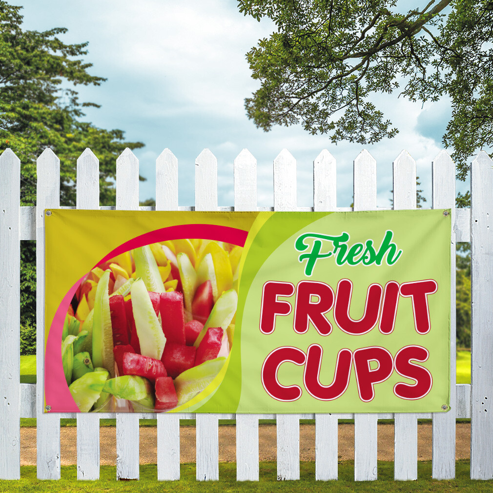 Vinyl Banner Multiple Sizes Fresh Fruits Cups Advertising Printing Fruit Outdoor
