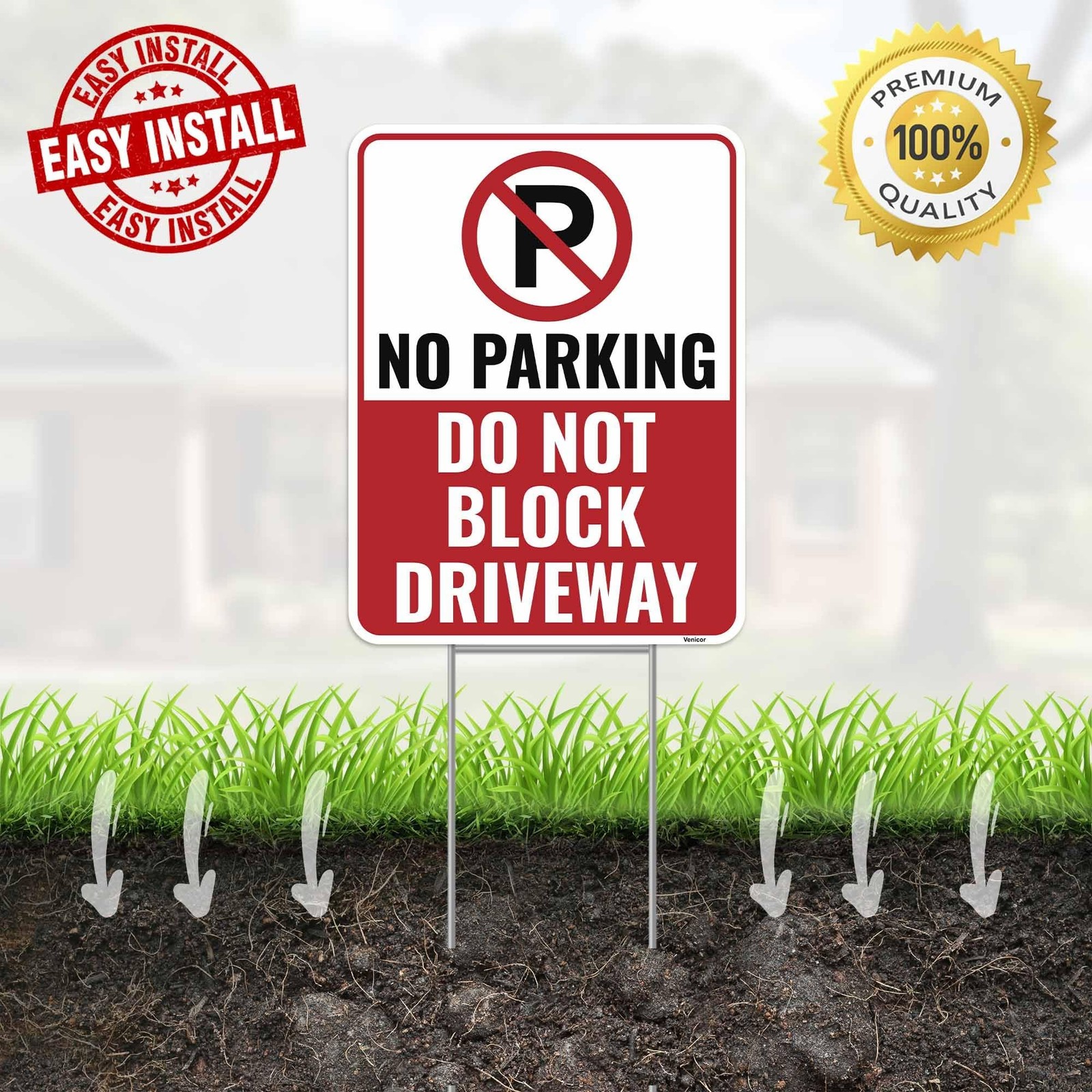 2PC No Parking Do Not Block Driveway Sign with Stakes, 17 Inches by 13 Inches…
