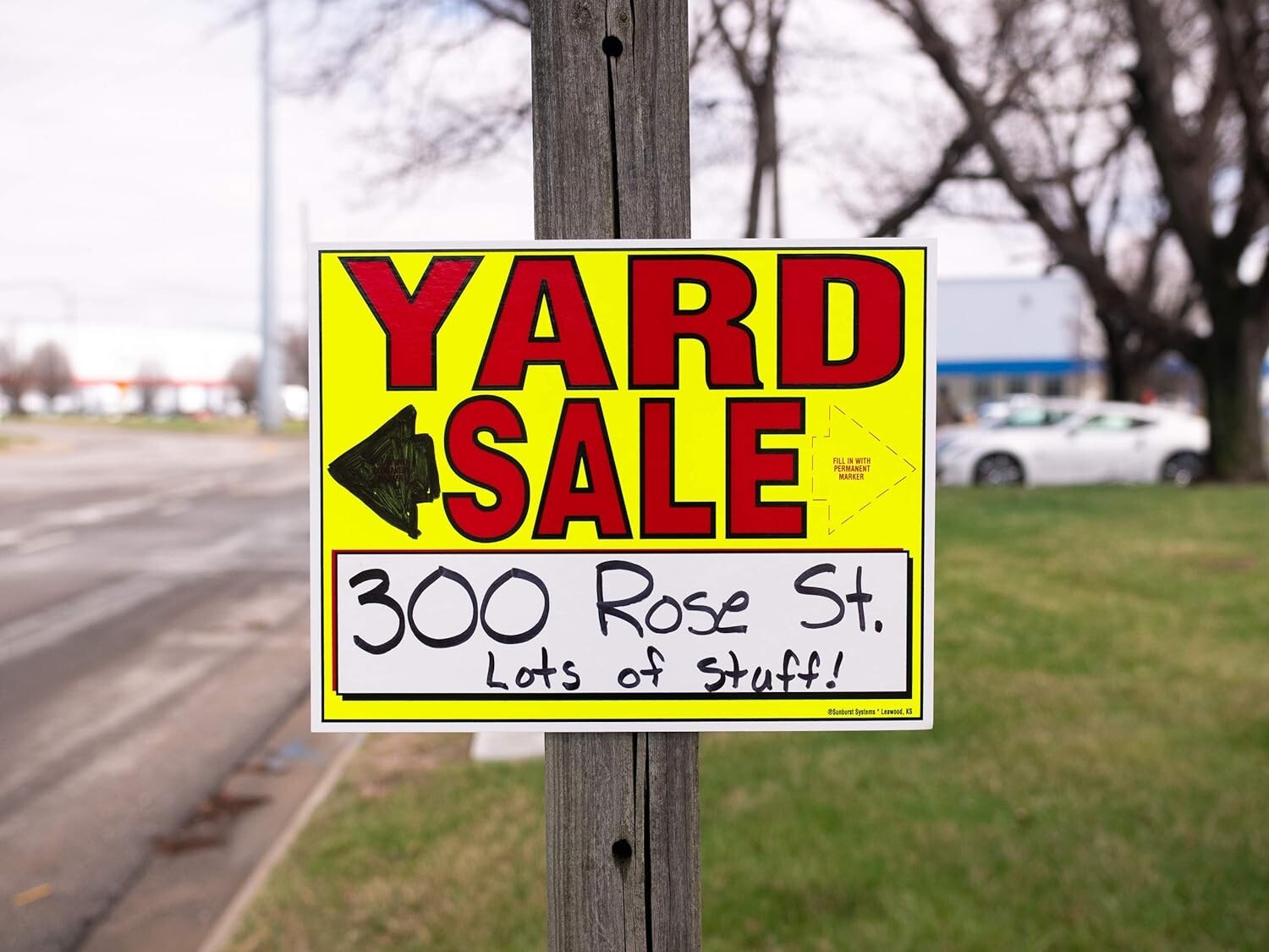10) Large Label (3) All-Weather Yard Sale Signs, (200) Stickers 11 x 15 Inch