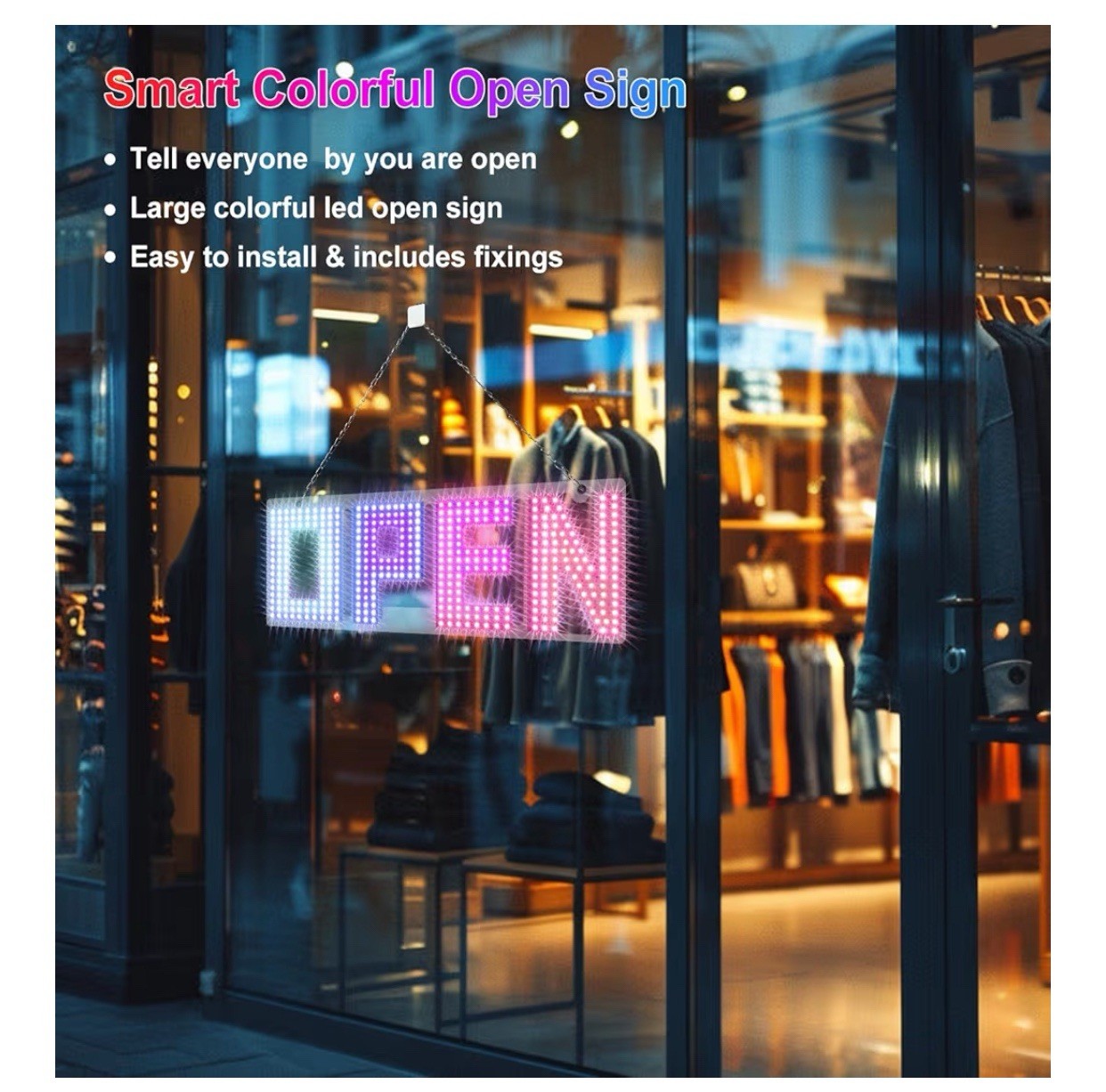 Open Sign for Business 15 X 5 Smart LED Open Signs with APP