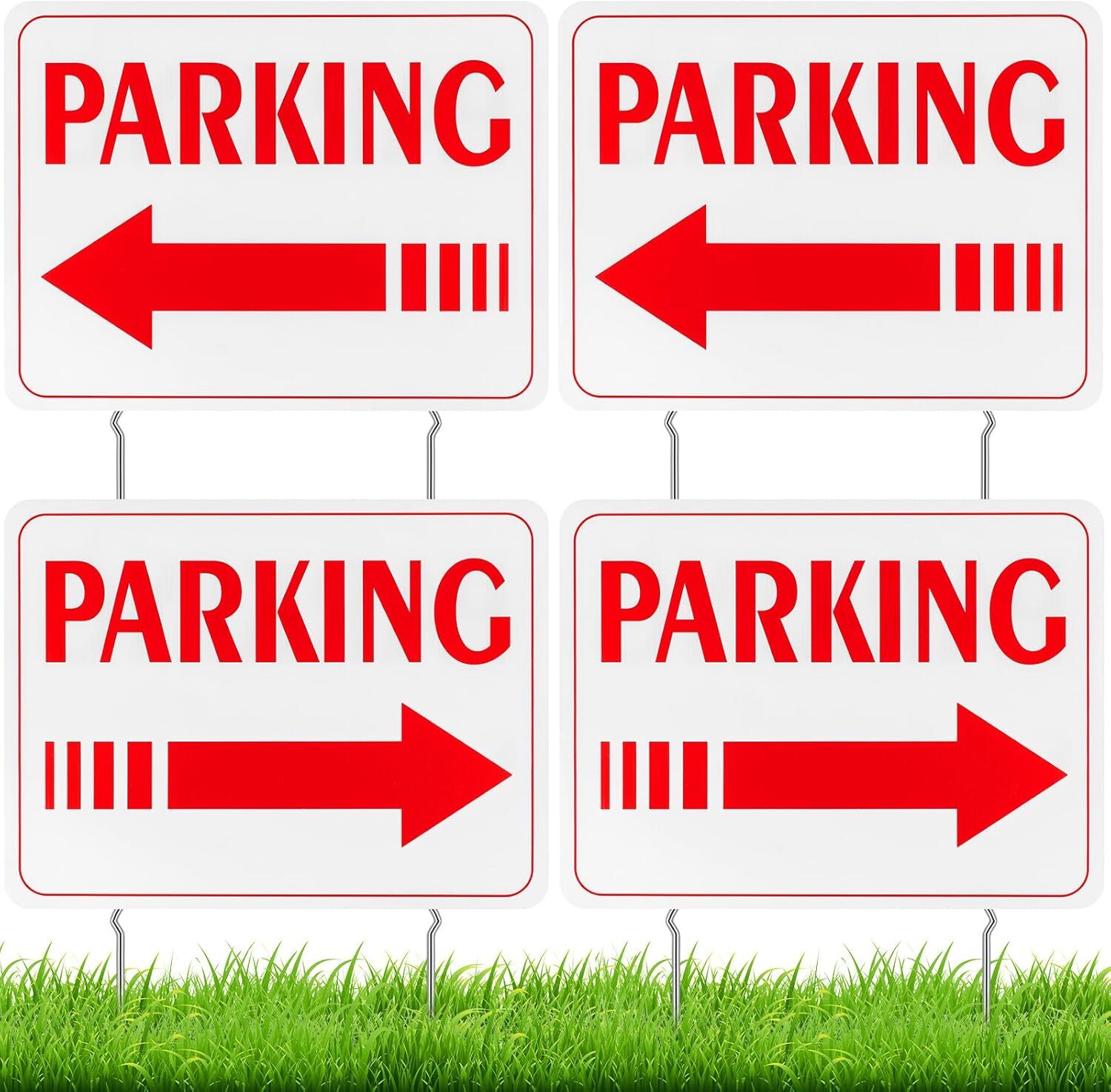 4 Pcs Event Parking Sign with Stake with Directional Arrows 12 x 16 Inch Doub…