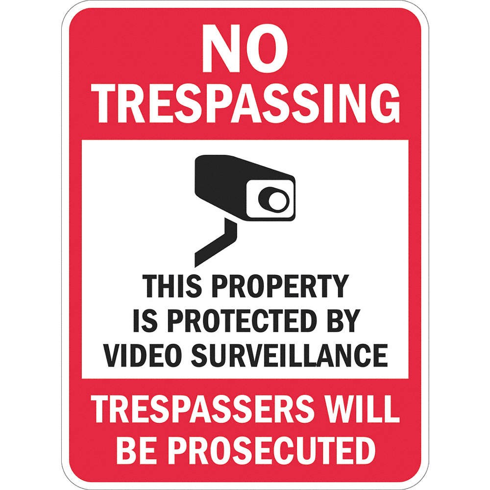 LYLE T1-1073-DG_12x18 Rflctv No Trespassing Sign,18x12in,Alum 448V86