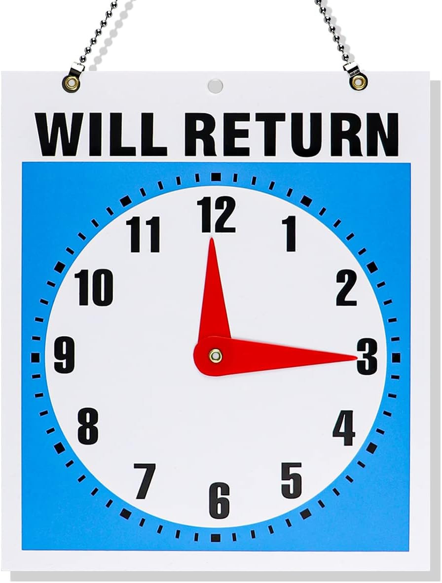 1Pcs Double- Sided Come in/Open/Will Return Sign with Clock Hands Open and C…