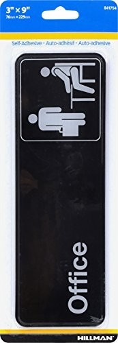Self-Adhesive Office Sign 3 x 9 Inch Black White Plastic Indoor Sign Door Sign
