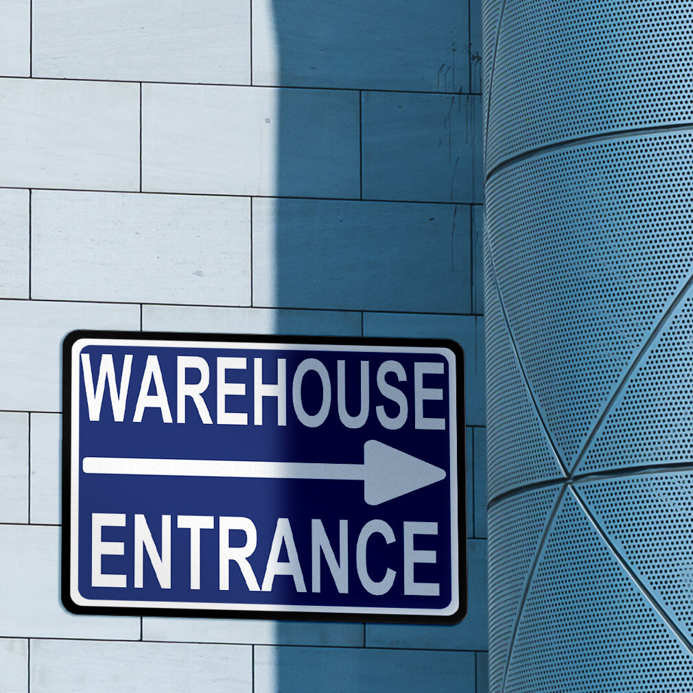 Horizontal Metal Sign Warehouse Entrance Purple Weatherproof Street Signage