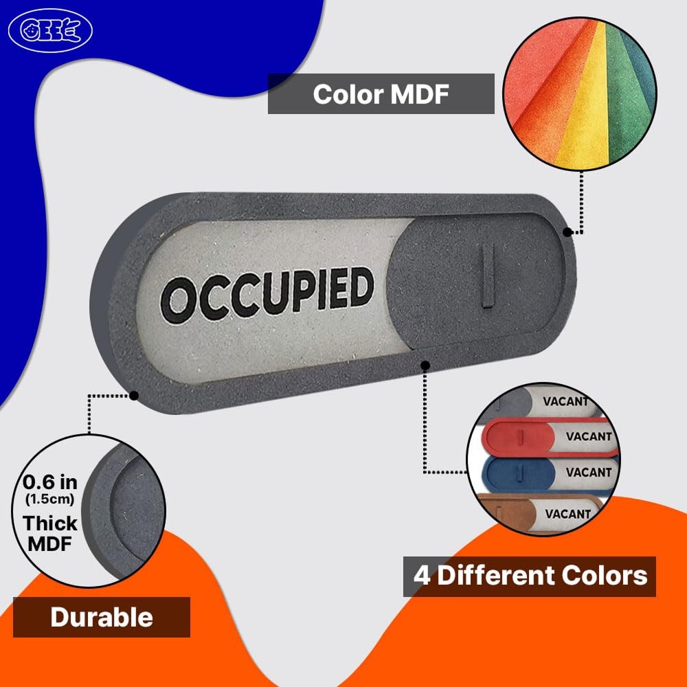 Vacant Occupied Slider Door Sign for Home Office 7.5×2.2 Inch MDF Gray