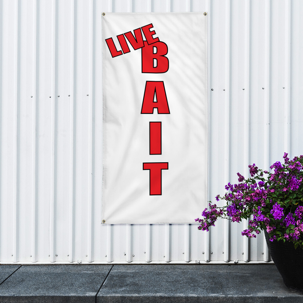 Vertical Vinyl Banner Multiple Sizes Live Bait Business Retail Outdoor
