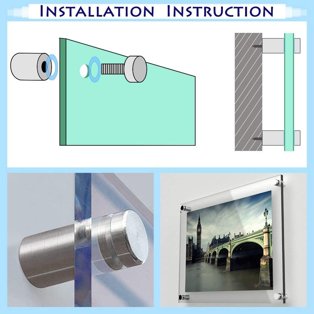 Advertising Glass Acrylic Standoff, Sign Holders Standoff Screws Wall Mount…