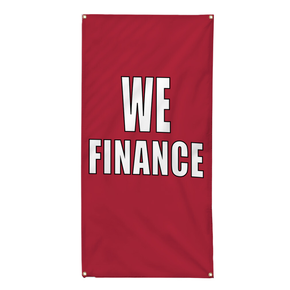 Vertical Vinyl Banner Multiple Sizes We Finance Dark Red Business Business
