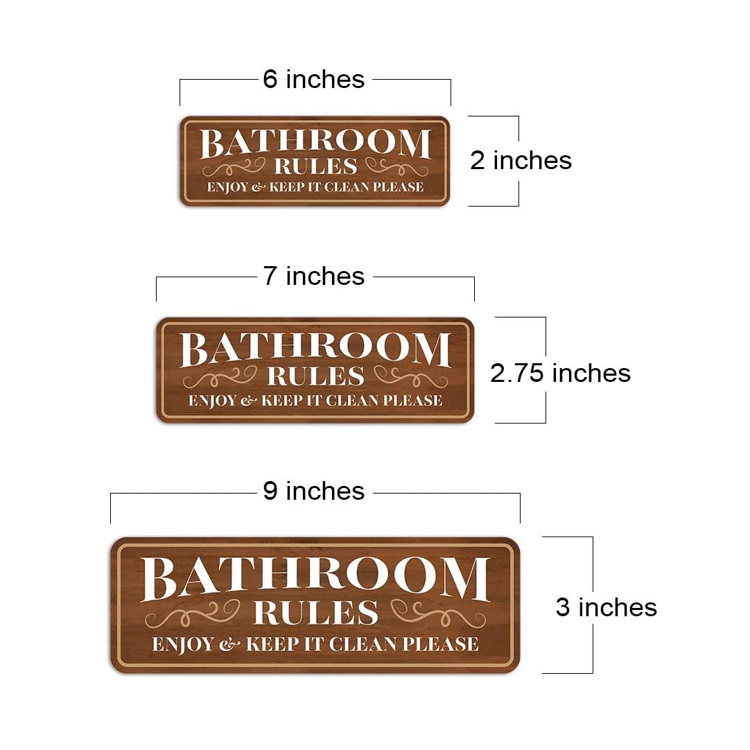 Standard Plus Bathroom Rules Enjoy & Keep It Clean Please Wall or Door Sign