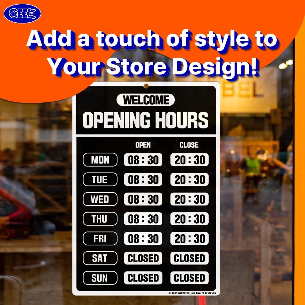 Opening Hours Business Sign Store Operation Sign Changeable Open Sign Black
