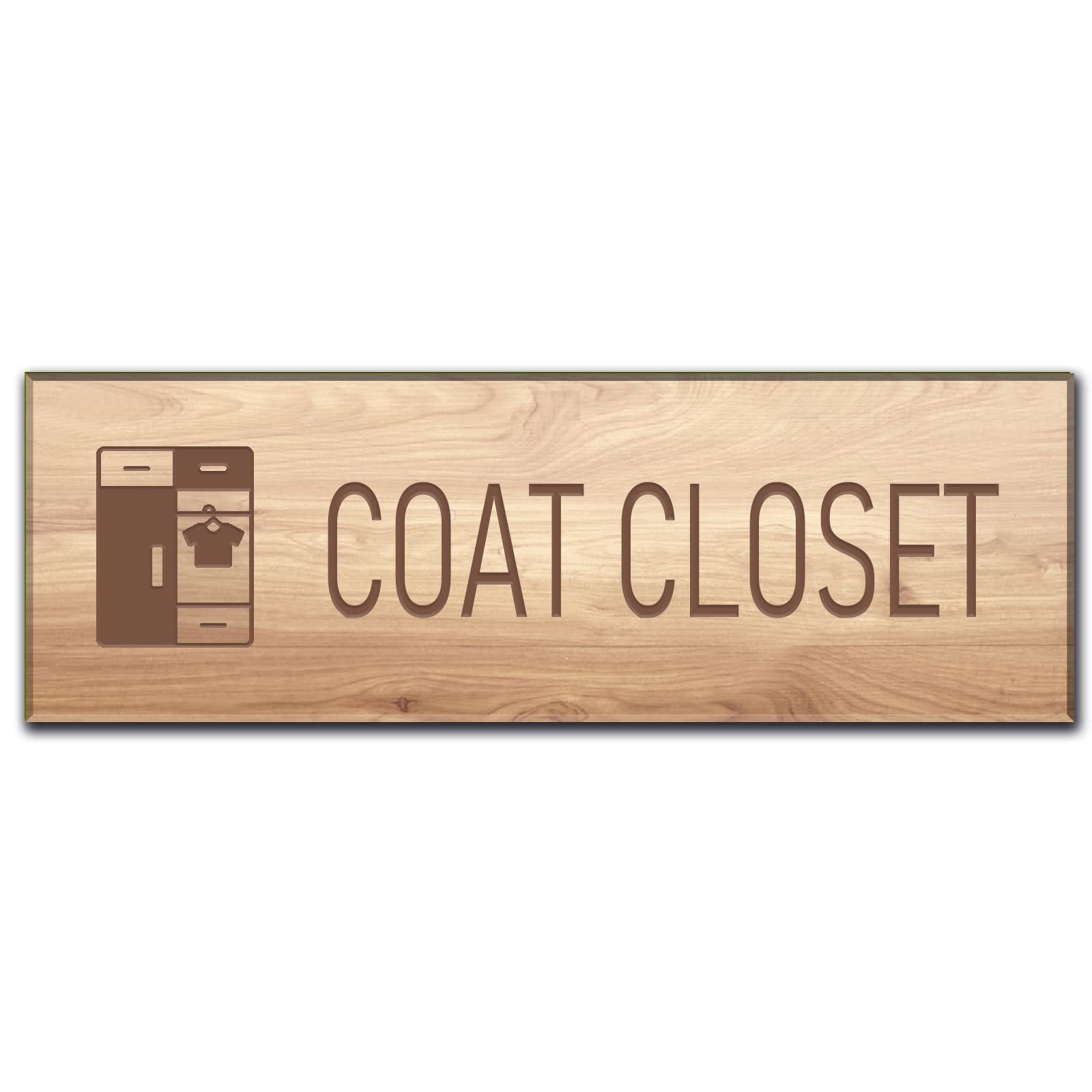 Coat Closet Sign Self-Adhesive Door Wall Window Signage Wood Graining 9×3 Inch