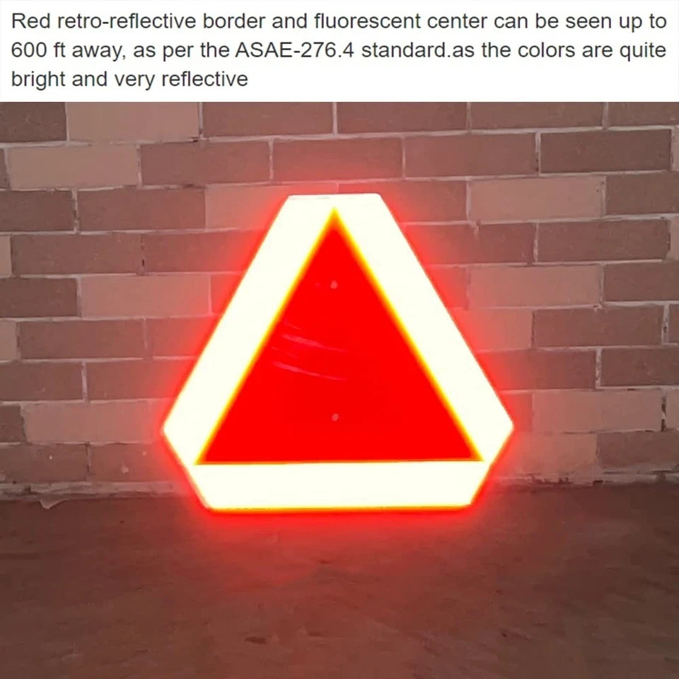Slow Moving Vehicle Sign 14×16 Aluminum Reflective Triangle Golf Cart UTV Safety
