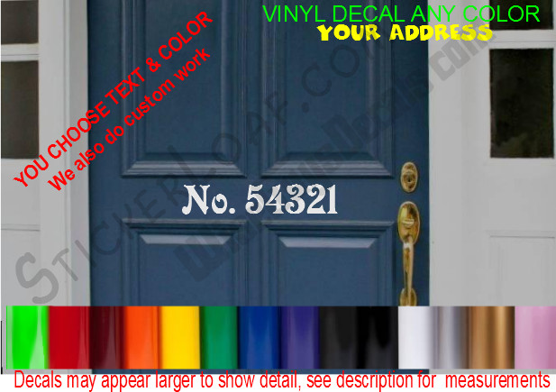 CUSTOM Door DECAL Family Name Address Sign DOOR Window sticker House Apartment