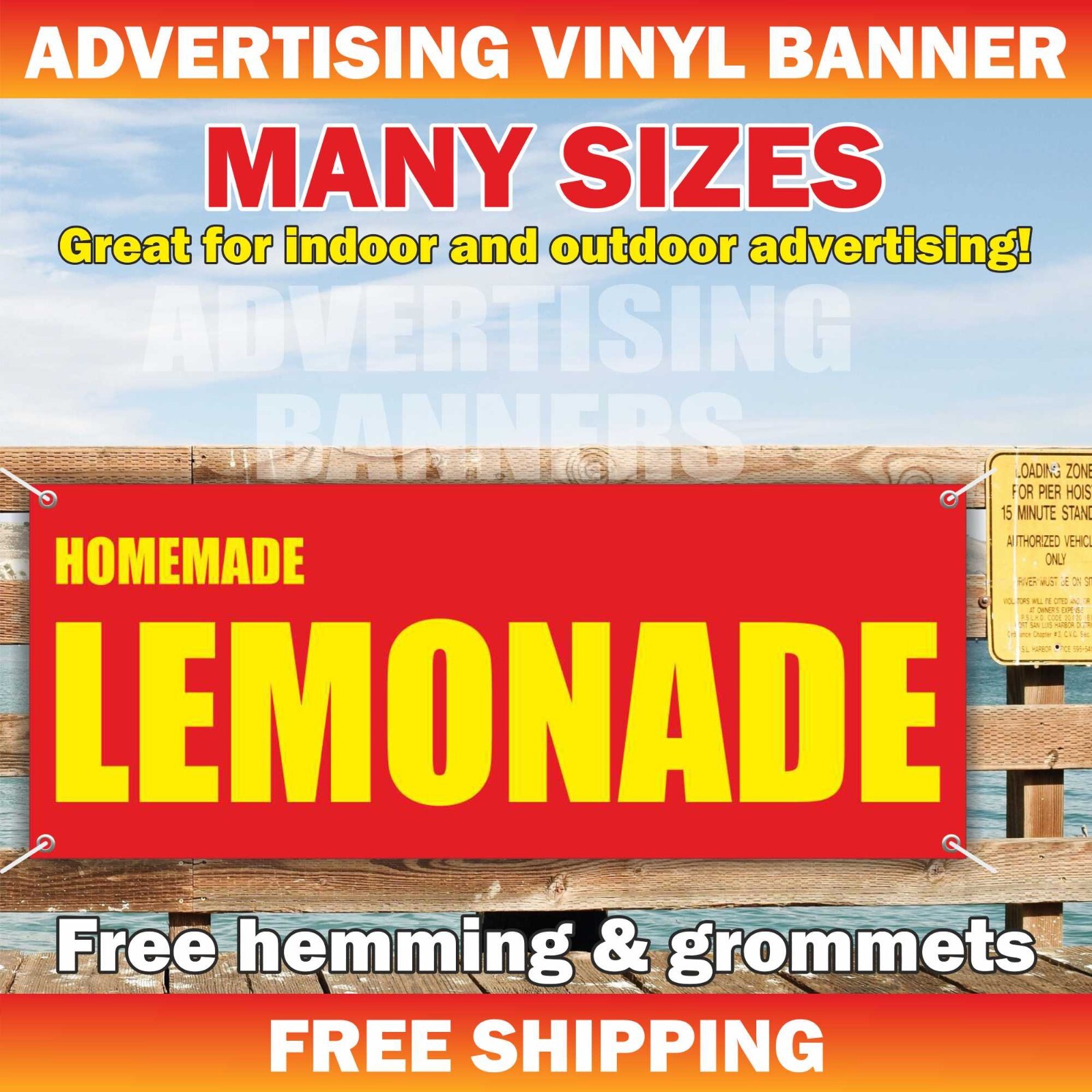 HOMEMADE LEMONADE Advertising Banner Vinyl Mesh Sign Cold Ice Drink Bar Fruits